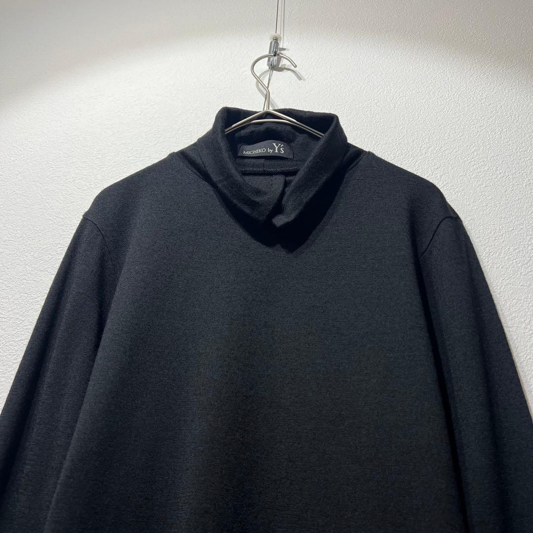 希少 美品 16年製 ワイズ 上質 ウール ハイネック デザイン ニット