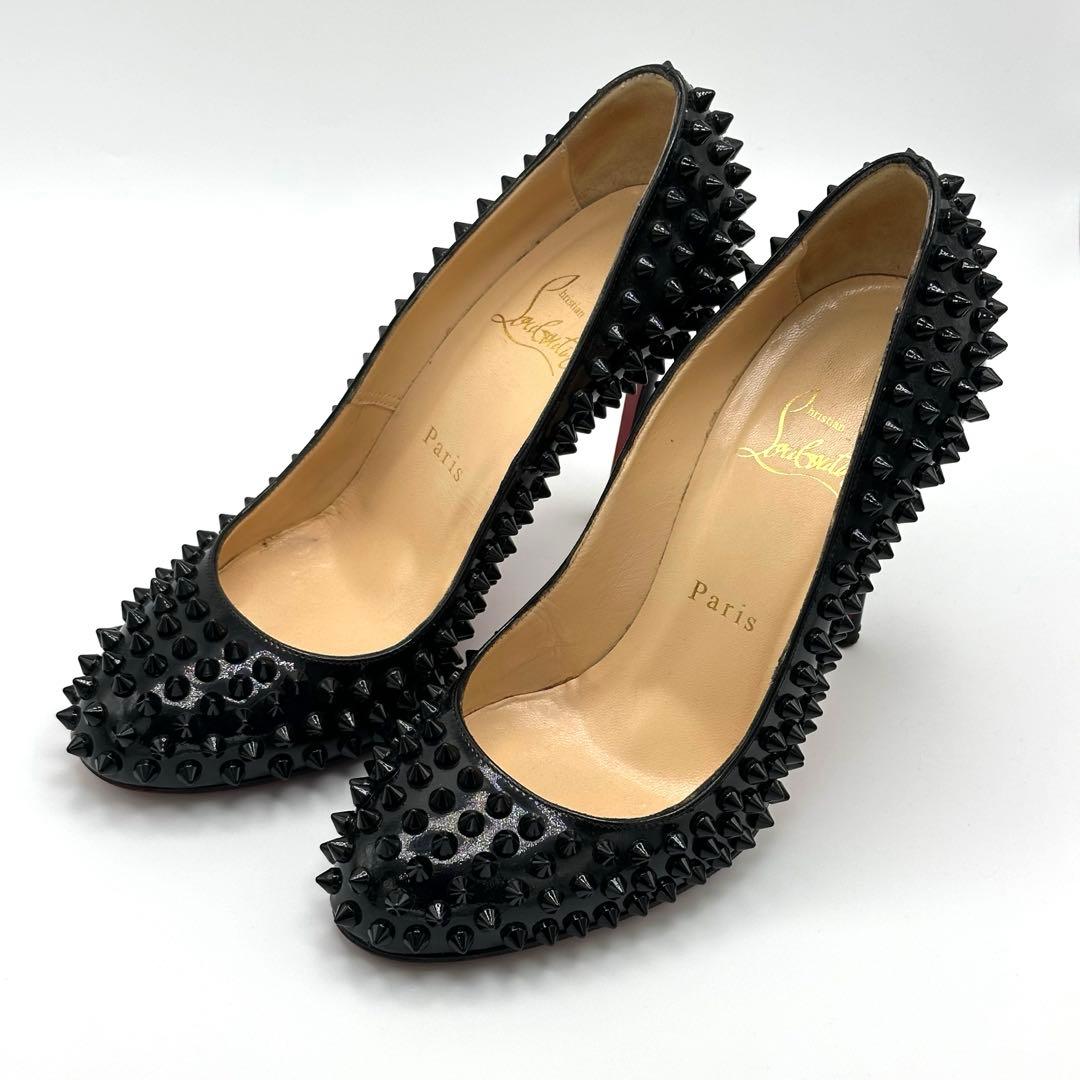クリスチャン　ルブタン　エナメル　スタッズ　ハイヒール　ブラック　サイズ37