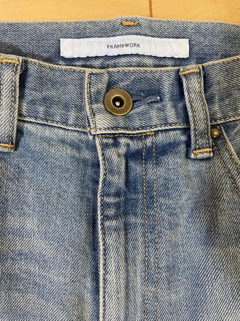 FRAMeWORK ヴィンテージ 加工 ワイド デニムストレートパンツ