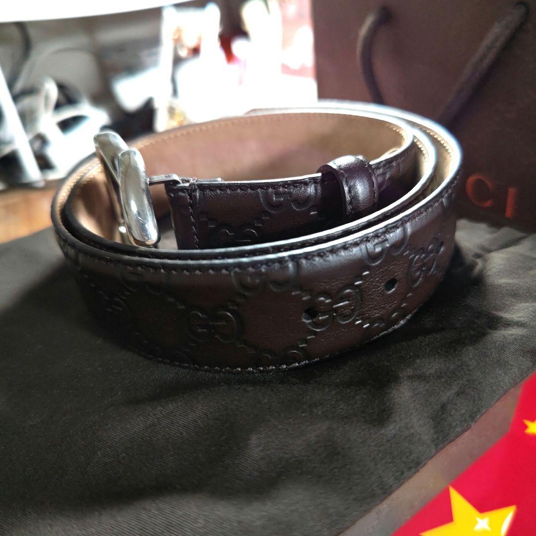 GUCCI　グッチ　CINTURA GUCCI シマベルト　ブラウン　未使用