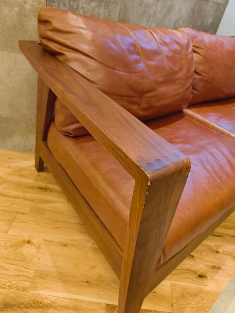 シギヤマ家具工業　天然皮革　 2人掛けソファ