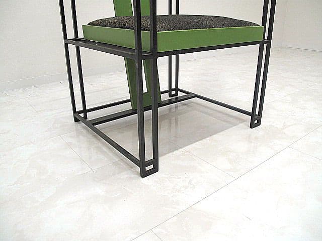 希少品　ポストモダン　アイアンフレームチェア/グリーン　幾何学チェア/モダン
