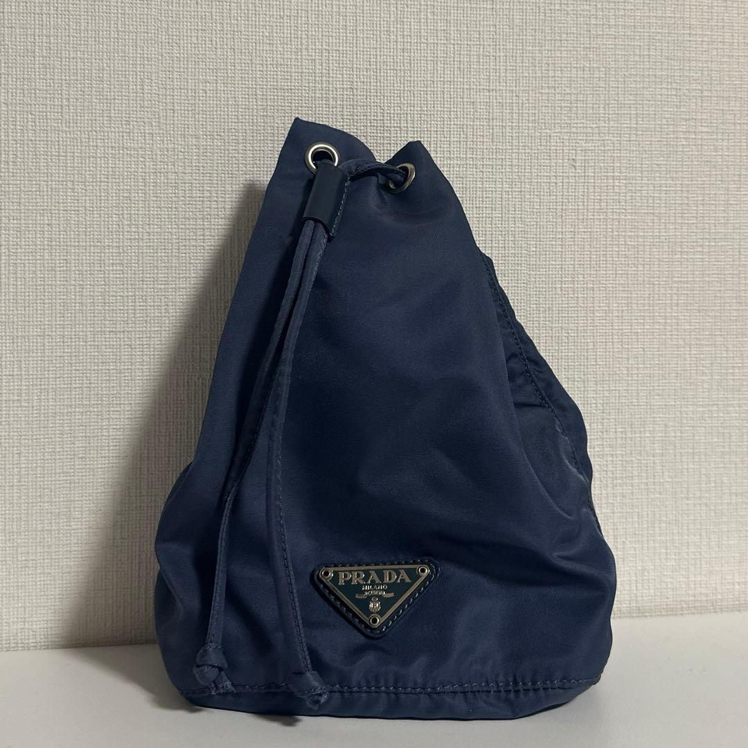 PRADA ナイロン　ブルー　 ポーチ　巾着