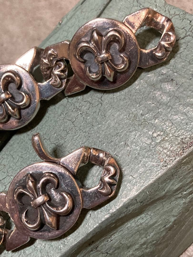 [19] Silver925 / 124.5g 90s 百合 ヴィンテージブレス