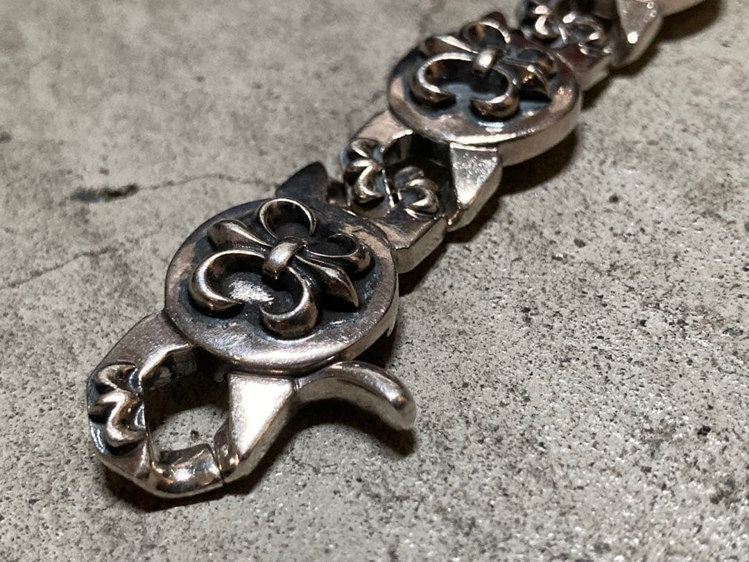 [19] Silver925 / 124.5g 90s 百合 ヴィンテージブレス