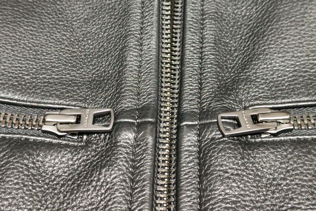 【高級美品】 お値下げ可 COACH ブラック シングルライダースジャケット M