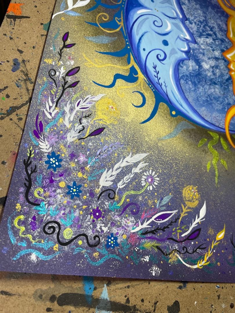 ありりん0703☆ 月と太陽 開運絵画 ヒーリングアート 龍ノツカイ