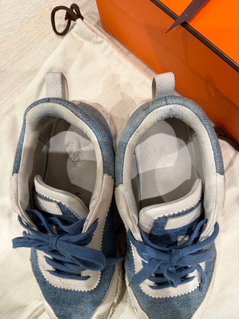 HERMES エルメス スニーカー 40 デニム系 箱 替え紐付