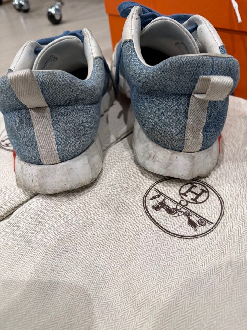 HERMES エルメス スニーカー 40 デニム系 箱 替え紐付