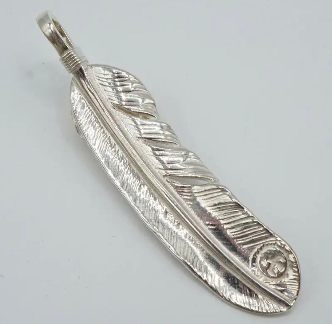 ゴローズ goro's 現行 シルバーハート金縄目ターコイズ付特大フェザー 右