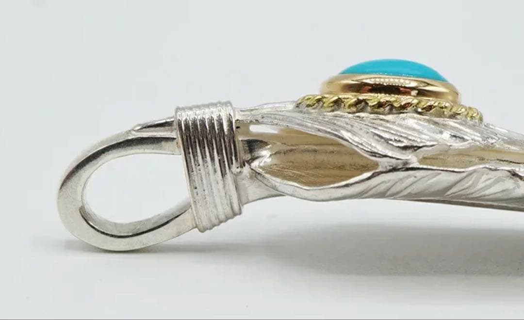 ゴローズ goro's 現行 シルバーハート金縄目ターコイズ付特大フェザー 右