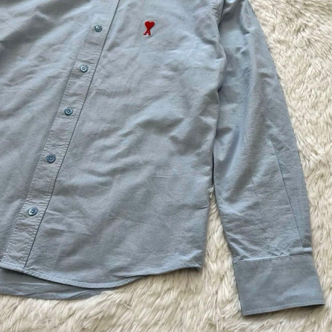 美品✨アミパリス 長袖 シャツ ハート ロゴ ライトブルー 水色 38 M