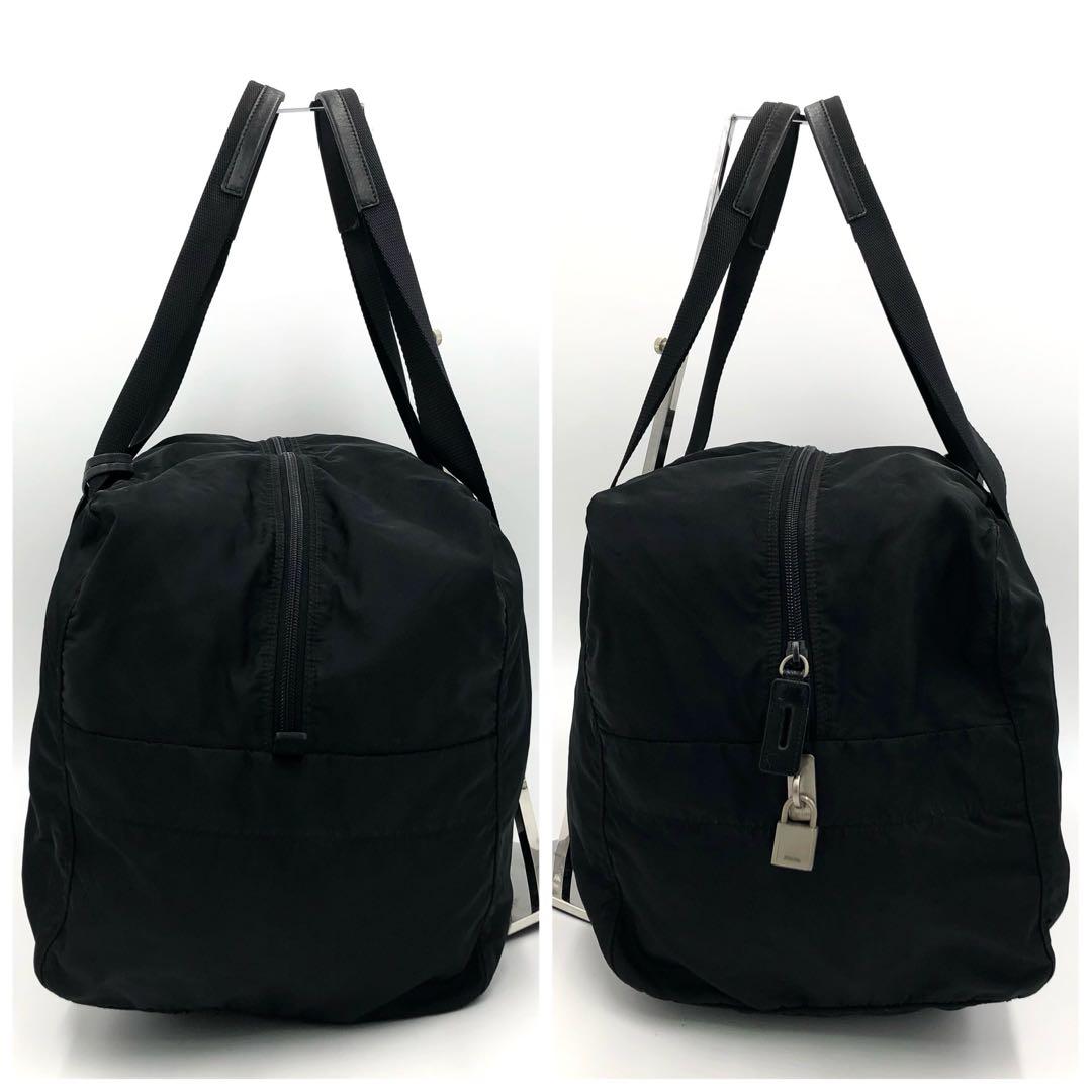 【極美品・使用感少ない✨】プラダ　ボストンバッグ　肩掛け可能　南京錠　鍵付き