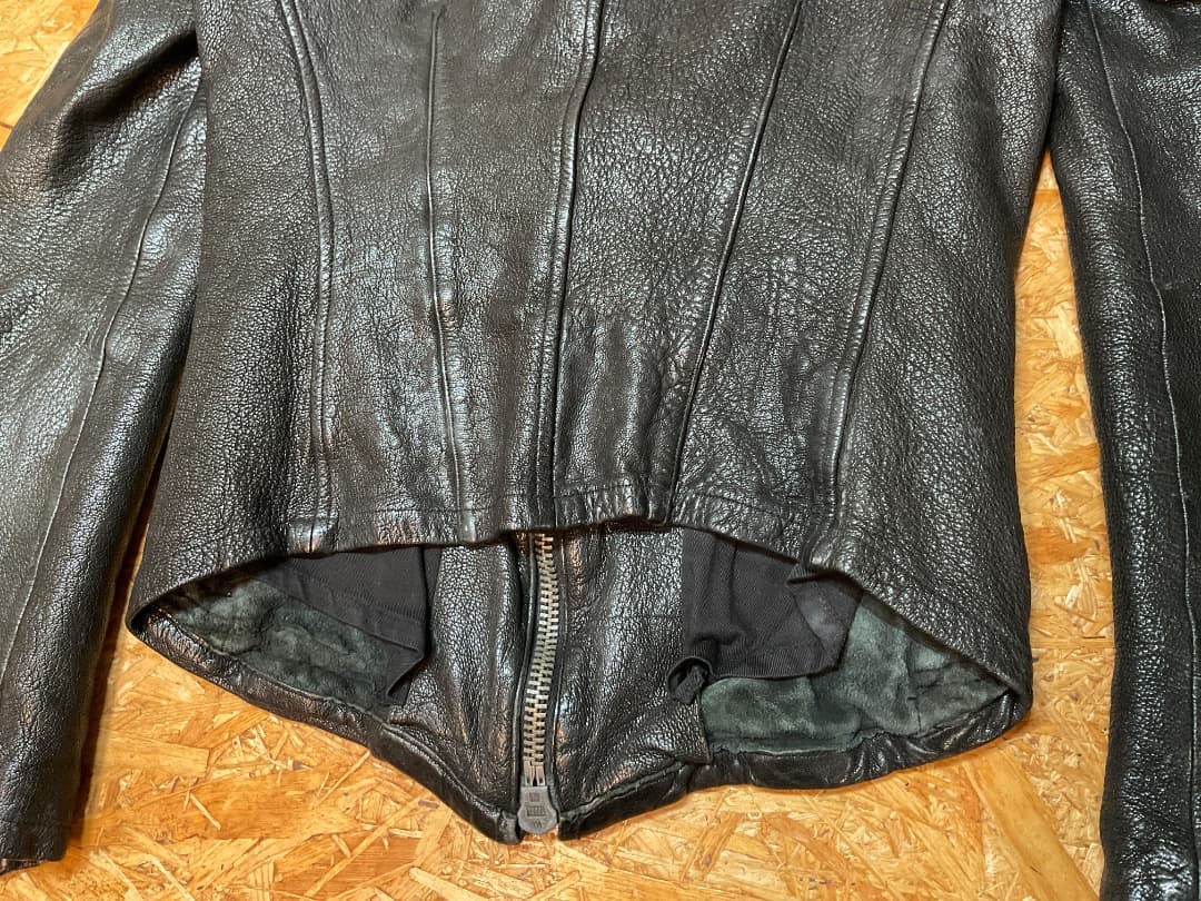 バッファローボブズ ラムレザー シングルライダースジャケット シワ加工 Y2K