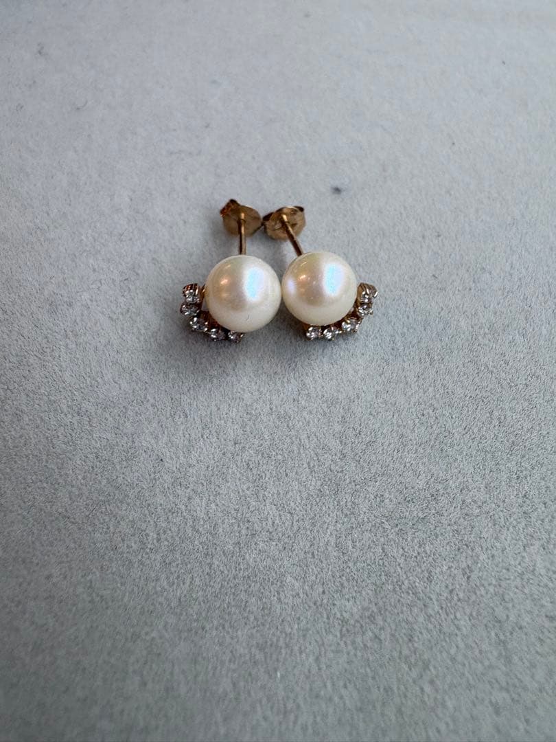 アガット（agate) K10淡水パール・ジルコニア ピアス