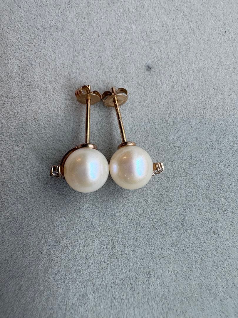 アガット（agate) K10淡水パール・ジルコニア ピアス