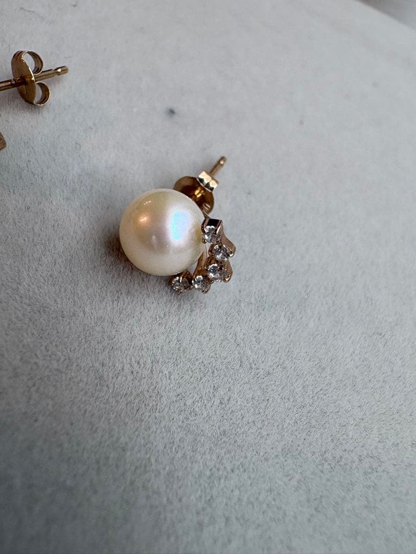 アガット（agate) K10淡水パール・ジルコニア ピアス