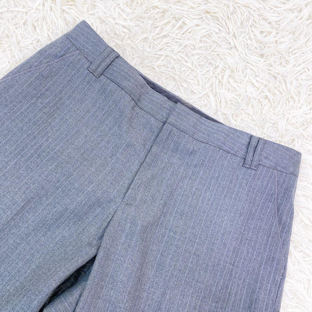 【美品】ニューヨーカー　高級シルクブレンドストライプセットアップパンツスーツ