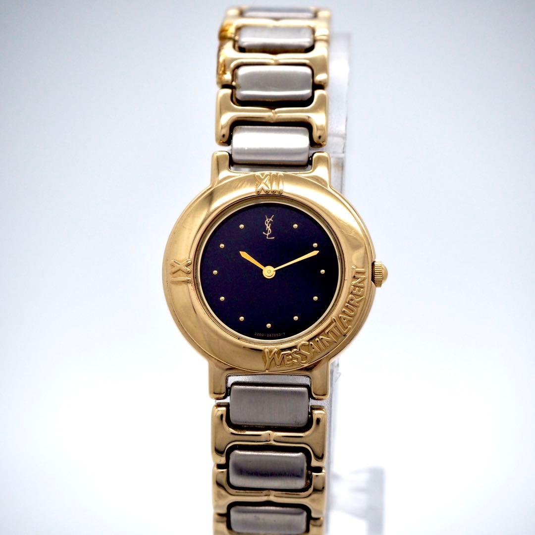 508 稼働【美品】イヴサンローラン　時計　レディース ゴールド ブラック