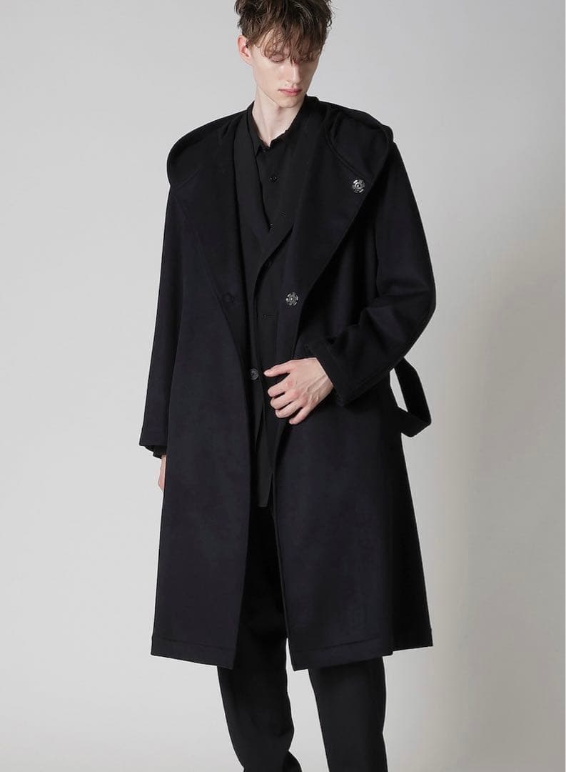 Yohji Yamamoto POUR HOMME 黒フード付コート