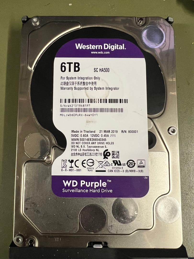 k*t様 WD Purple 6内蔵型2台セット合計12TBハードディスクドライ