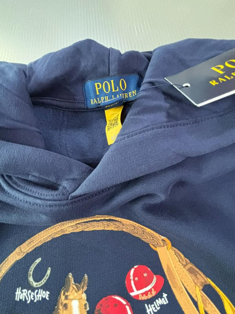 本日限定今季新品ラルフローレンスウェットポロベア パーカー紺色ボーイズLX170