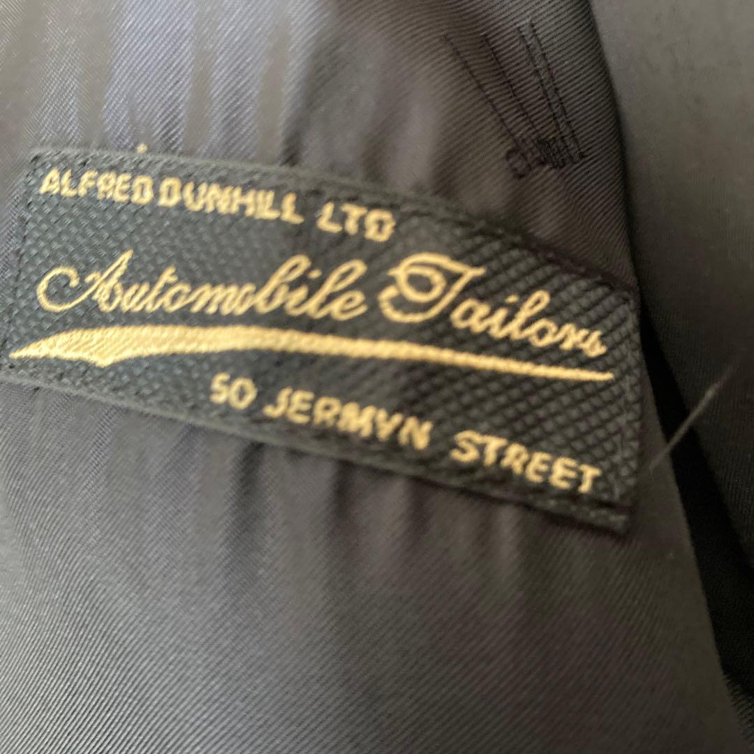 dunhill ネイビー　黒羊革トリム　ライダース　ドライビングジャケット　M