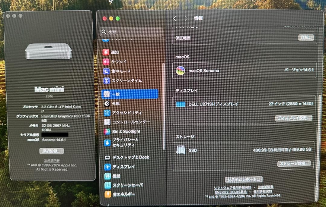 Macデスクトップ Mac mini 2018 3.2GHz Core i7 32GB 512GB