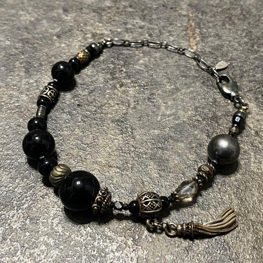 新品 完売品 HYDE着 gunda パール オニキス ビーズ ブレスレット