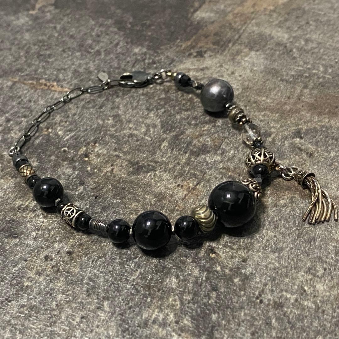 新品 完売品 HYDE着 gunda パール オニキス ビーズ ブレスレット