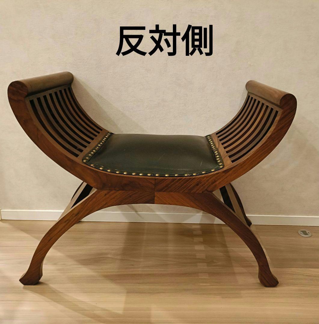 カルティニチェア　一人掛け　黒レザーシート　アジアン　スツール　家具　猫脚