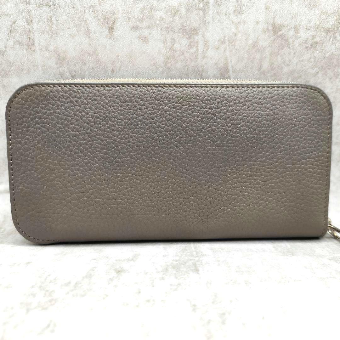 現行極美品！カミーユフォルネトリヨンレザーラウンドファスナー長財布 トープグレー