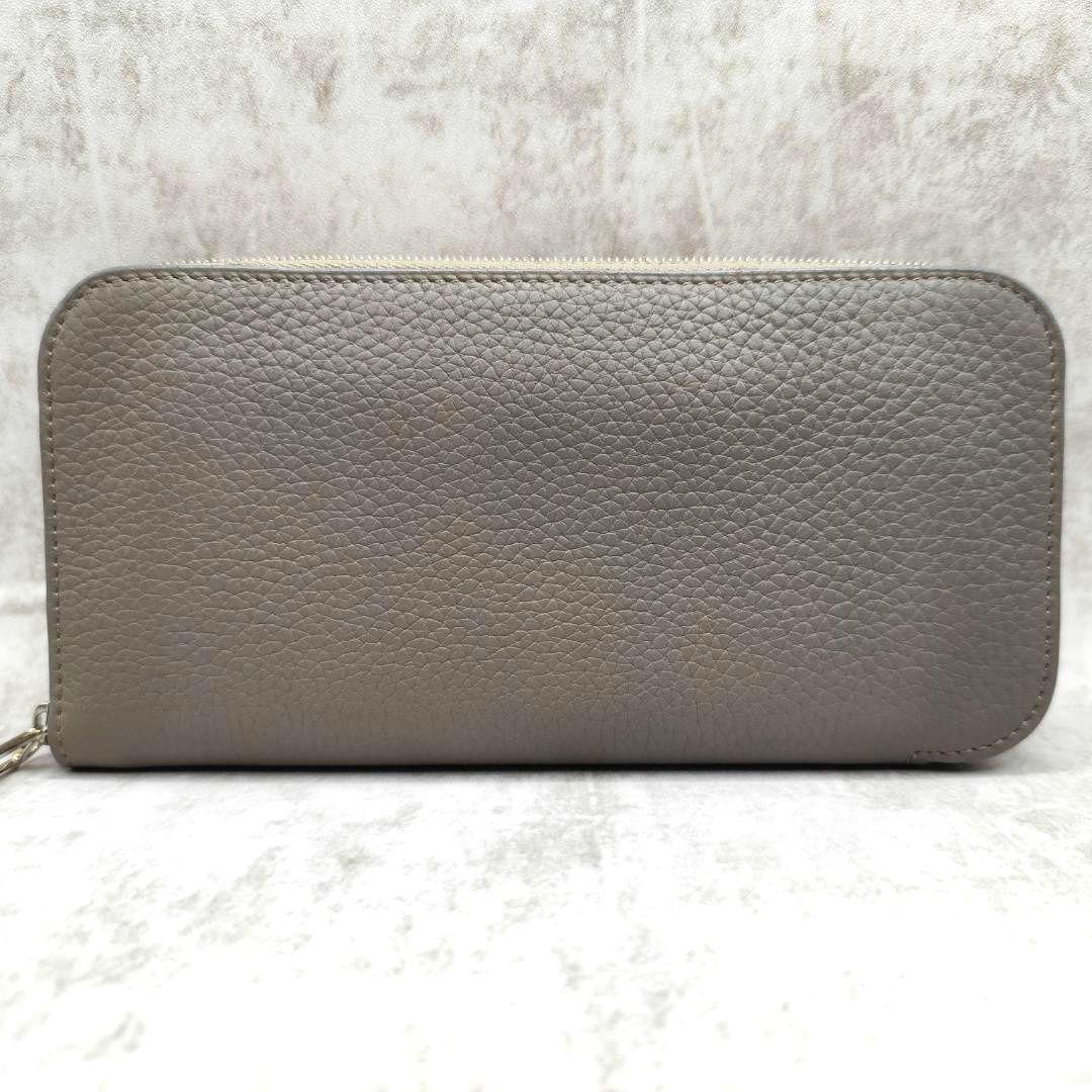 現行極美品！カミーユフォルネトリヨンレザーラウンドファスナー長財布 トープグレー