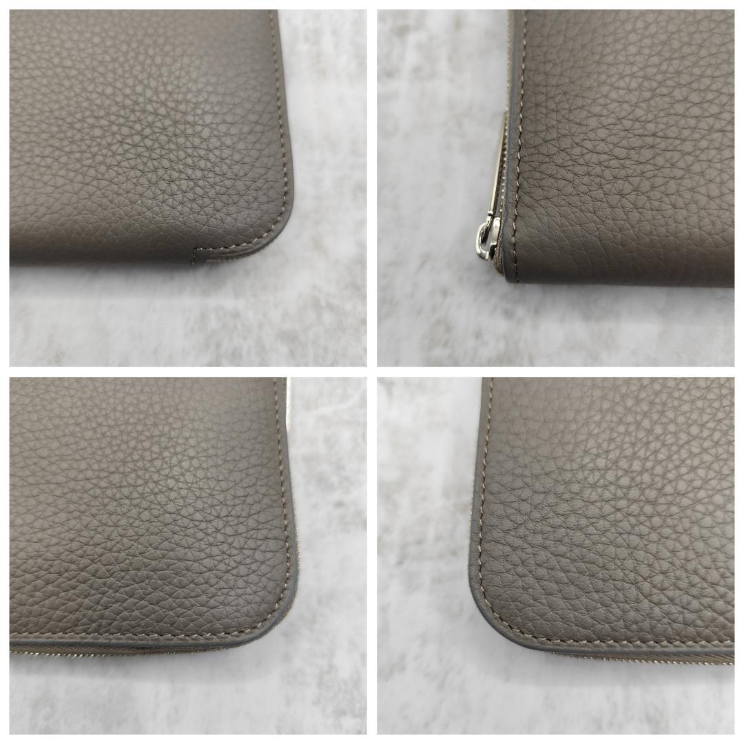 現行極美品！カミーユフォルネトリヨンレザーラウンドファスナー長財布 トープグレー