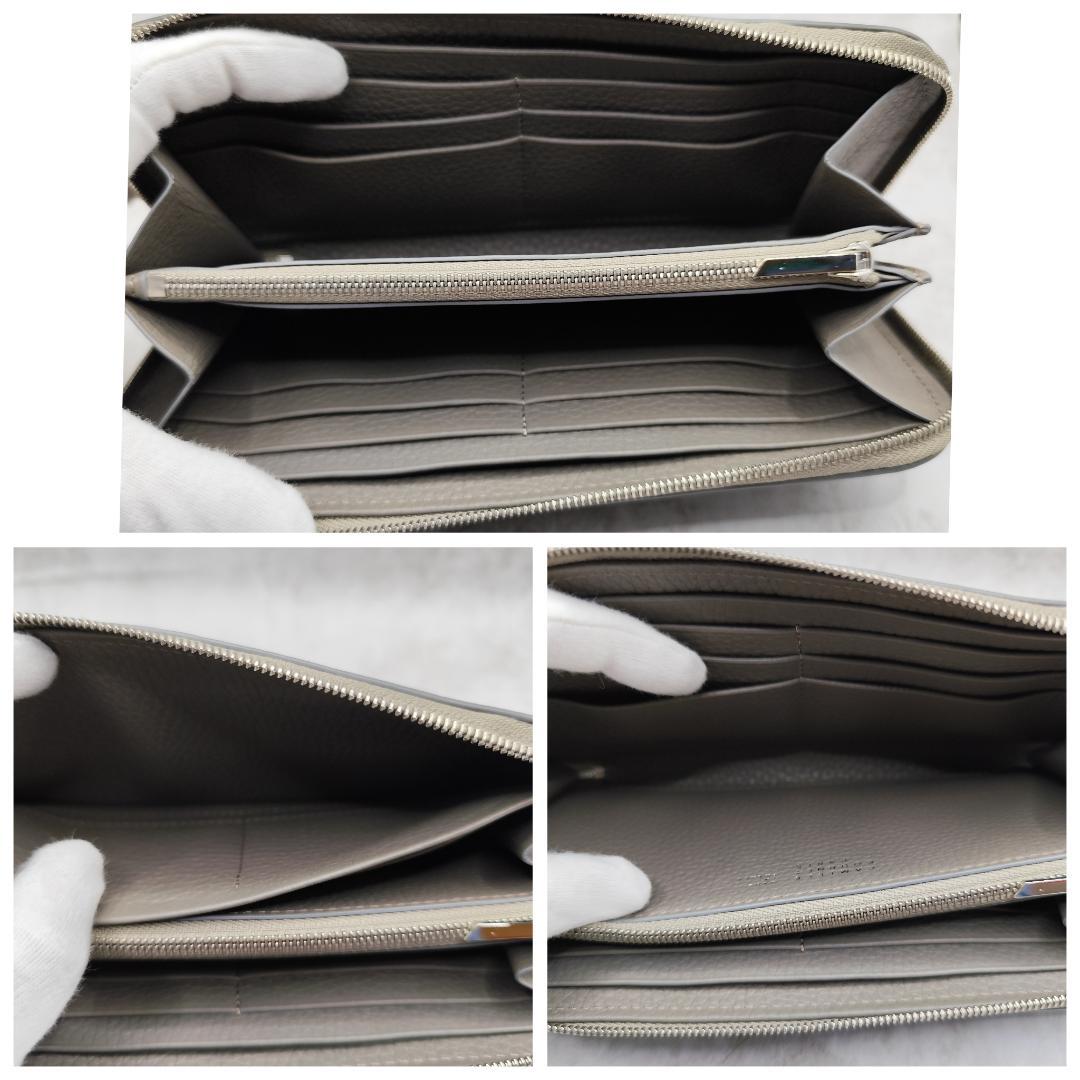 現行極美品！カミーユフォルネトリヨンレザーラウンドファスナー長財布 トープグレー