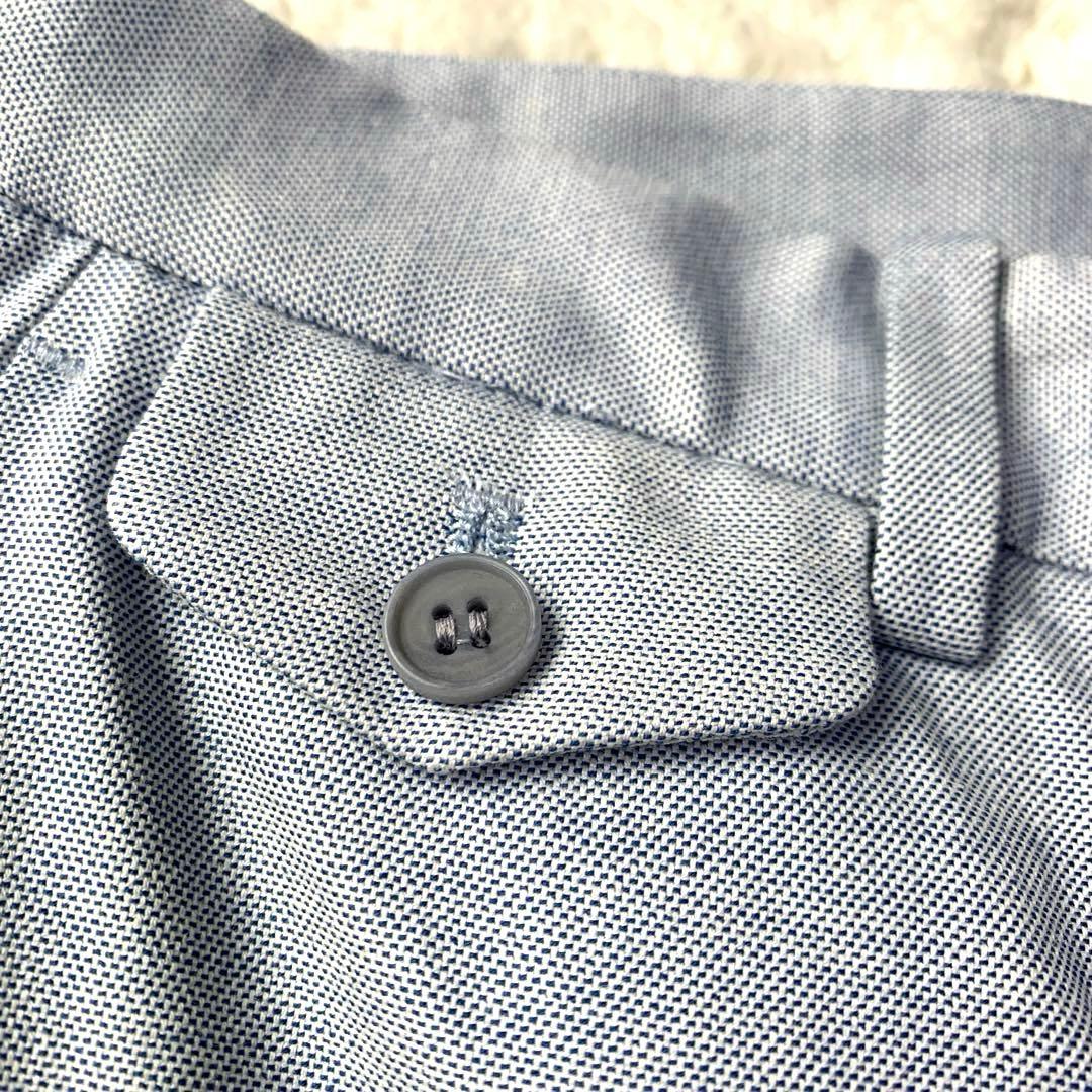 セオリー ノーカラー ジャケット パンツ スーツ セットアップ 水色 コットン