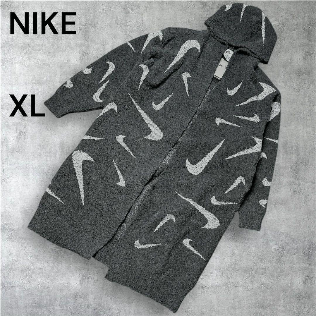 新品 Nike フェニックス コージー フード　ロング カーディガン グレー