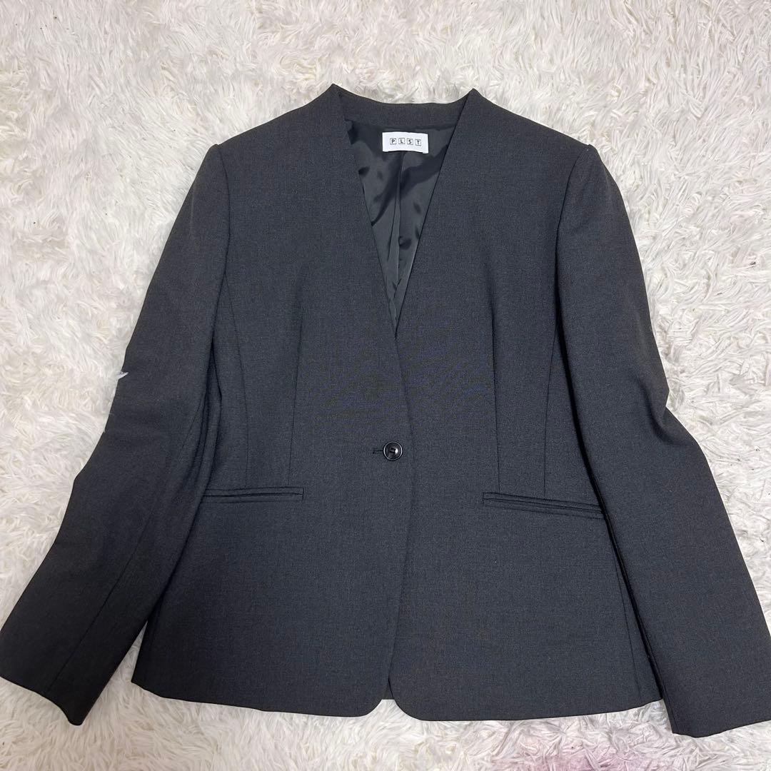 PLST セットアップ ウォッシャブル ノーカラージャケット 上L下M