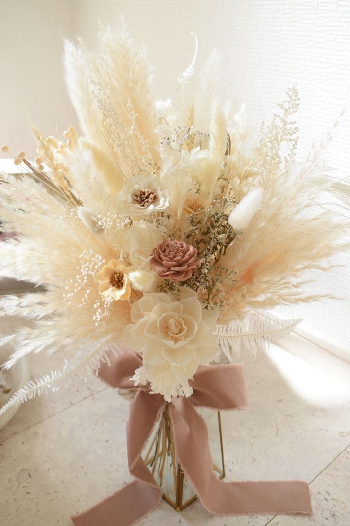 ドライフラワーブーケ bouquet rose poudré ウエディング前撮り