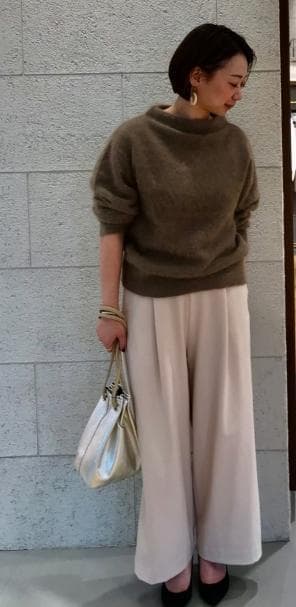 RIVE DROITE リヴドロワ 上質 ラクーン ボトルネック起毛ニット モカ