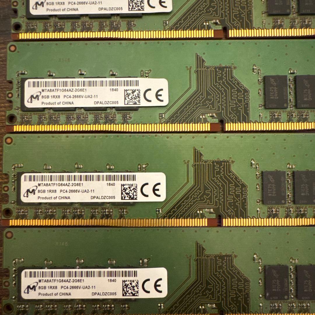 Micron DDR4-2666 1Rx8 32GB(8GBx4枚)