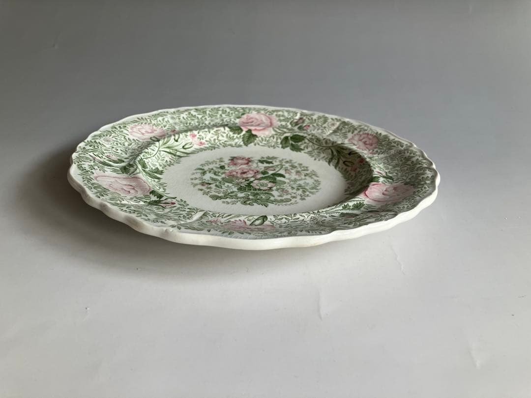 クレイユモントロー　薔薇の花籠のデザートプレート　19世紀　フランスアンティーク