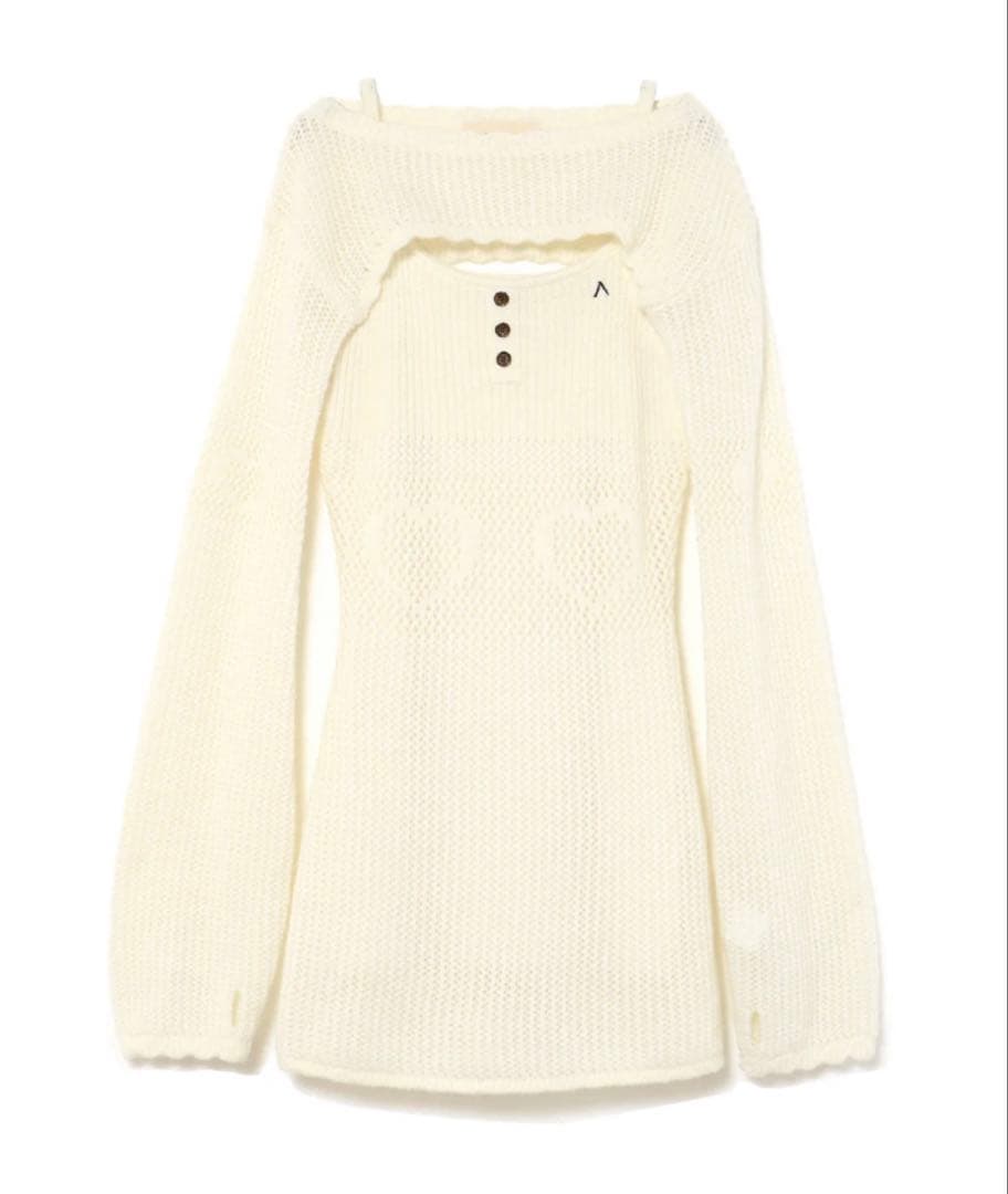 ワンピース andmary Heart stitch mini dress ivory