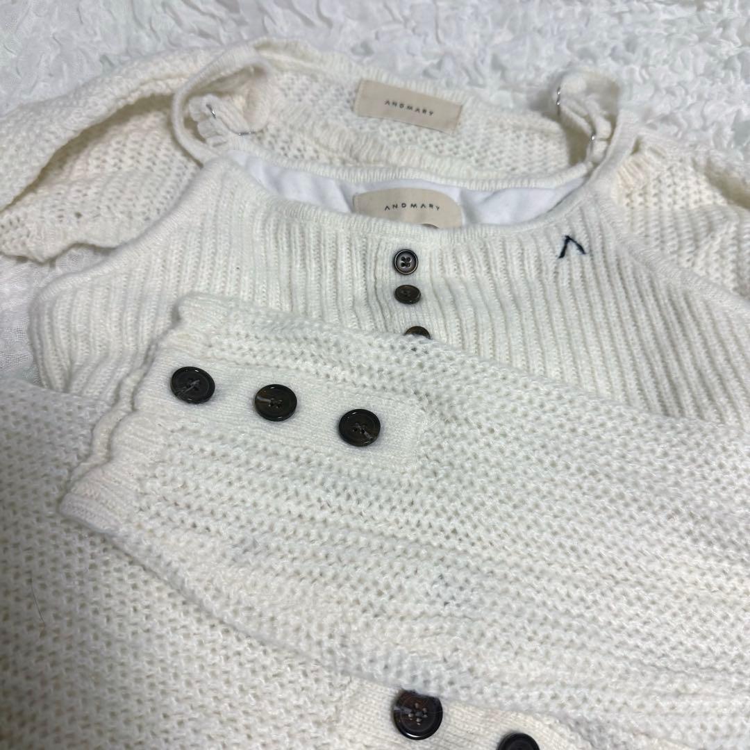 ワンピース andmary Heart stitch mini dress ivory