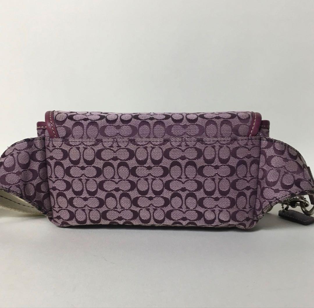 早い者勝ち【美品】コーチ　ミニシグネチャー　ベルトバック　人気色✨パープル