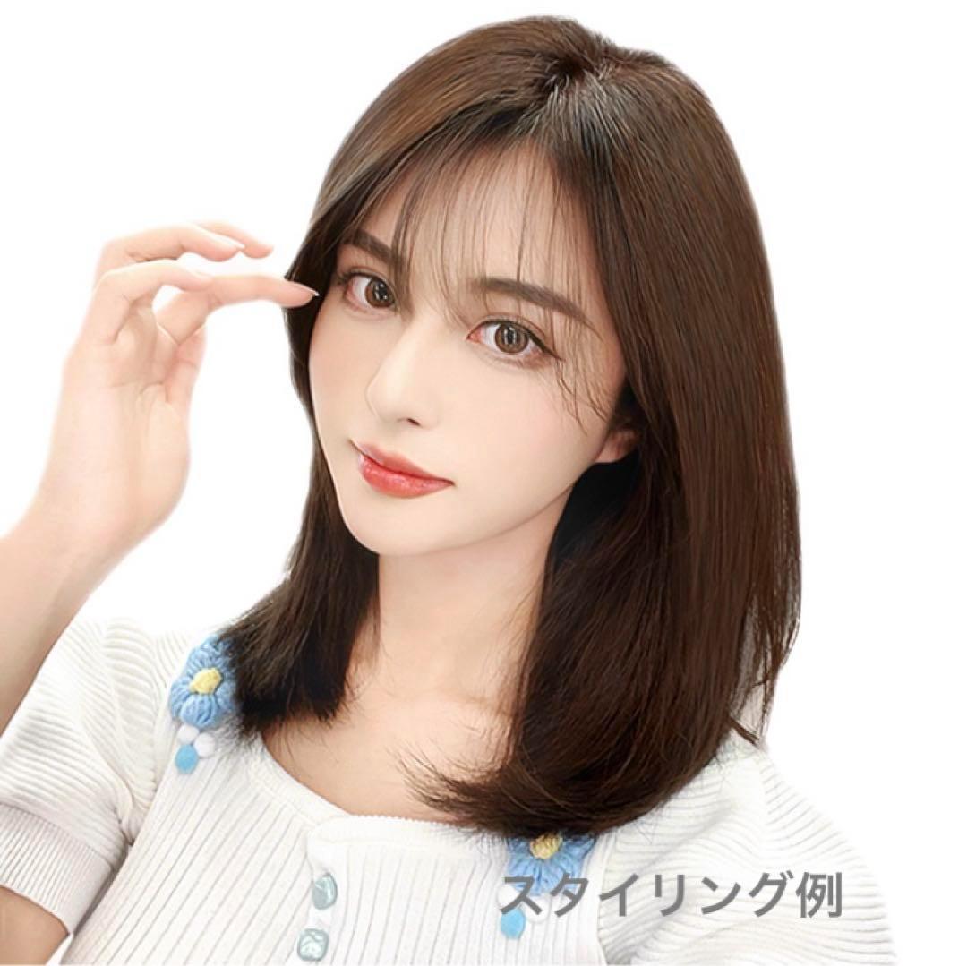 レミー　人毛100%　医療用　フルウイッグ　人工肌　自然　ロングストレート　茶色