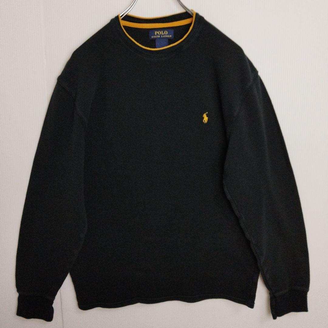 し*ち様 ラルフローレン 長袖シャツ サーマルシャツ ポニー ブラック メンズL