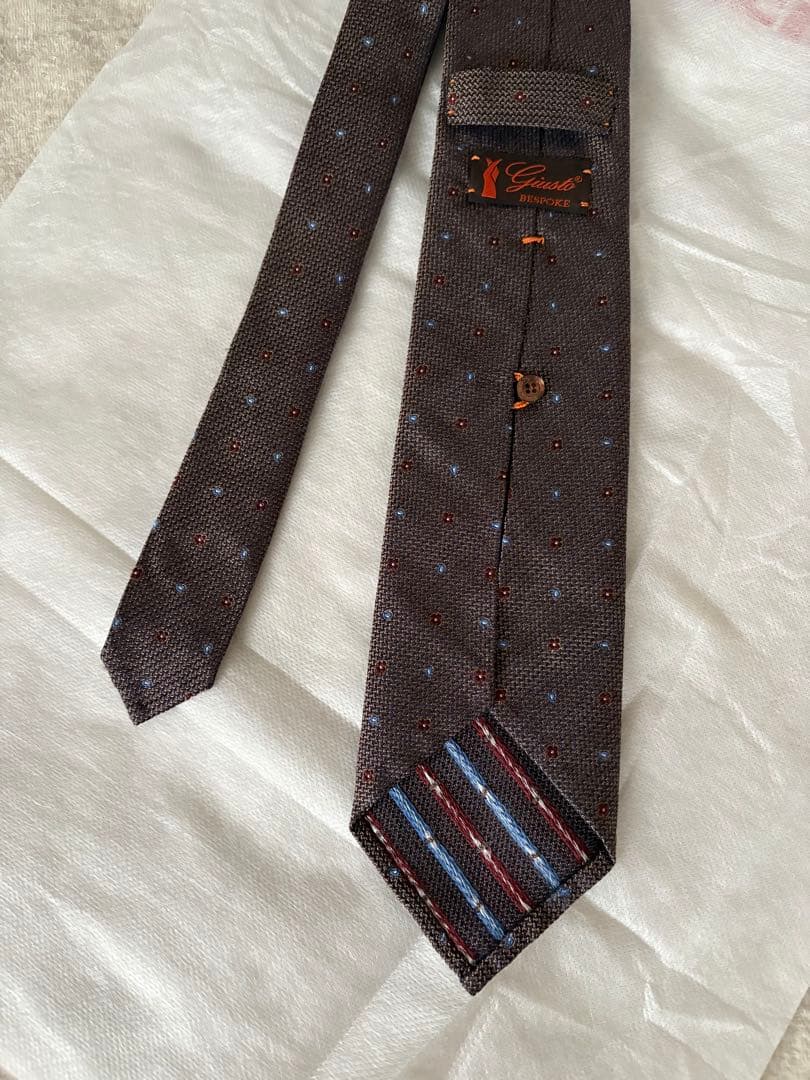 ジュストビスポーク　ネクタイ　ブラウン　小紋　シャロン購入