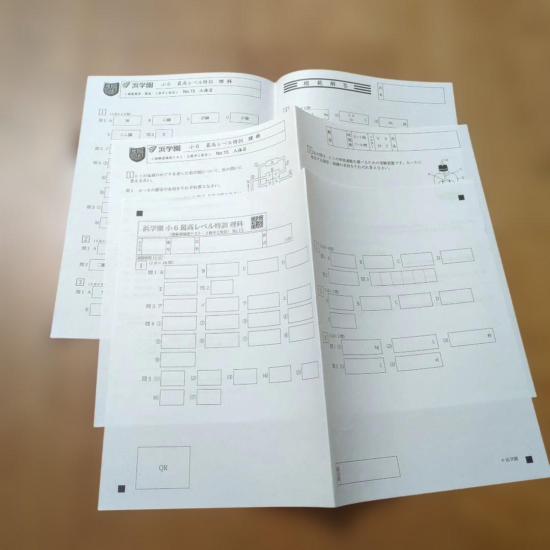 2025年度版★小6 理科 最高レベル特訓 No.15〜40テスト付き★浜学園