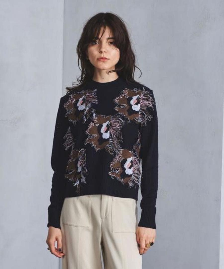 AKIRANAKA アキラナカ　ジャカードニットプルオーバー　ブラック　レア　黒